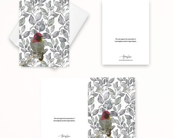Anna's Hummingbird Note Card, Textured Card, Blank Note Cards, Thank You Cards, Nature Cards