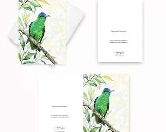 Indigo-capped Hummingbird Greeting Card: Wildlife Photography Notecard