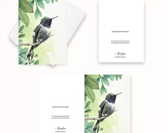 Sparkling-tailed Hummingbird Note Card, Textured Card, Blank Note Cards, Thank You Cards, Nature Cards
