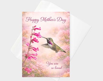 Mother's Day Card: 5x7 Greeting Card With a Calliope Hummingbird
