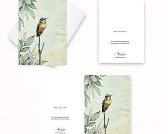 Hummingbird Greeting Card: White-bellied Woodstar Blank Nature Note Card with Envelope