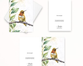 Allen's Hummingbird Note Card, Textured Card, Blank Note Cards, Thank You Cards, Nature Cards