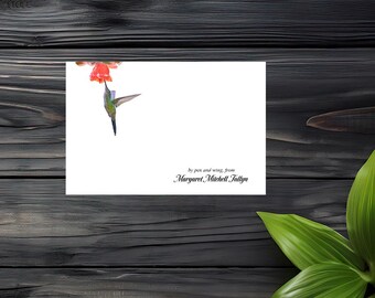 Personalized Greeting Card: Hummingbird Notecard Set of 6 Custom Stationery