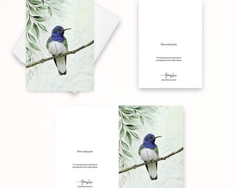 White-necked Jacobin Hummingbird Note Card, Textured Card, Blank Note Cards, Thank You Cards, Nature Cards
