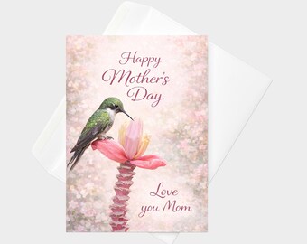 Mother's Day Card: 5x7 Greeting Card With a Hummingbird
