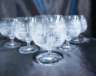 Bohemia crystal cut brandy glasses 11 cm  6pcs