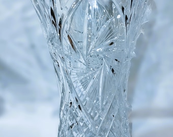Bohemia crystal glass cut vase 28 cm