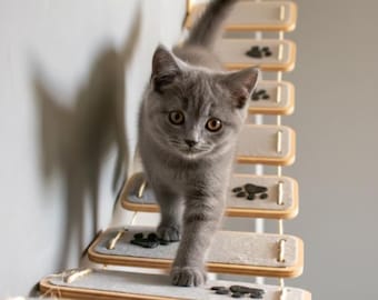 Puente colgante para gatos - Pasarela de pared para gatos - Puente pequeño para gatos - Zona de juegos de madera para gatos - Muebles de pared para gatos