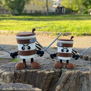Cappuccino Assassino Meme Figurine – 3D Printed Italian Meme, Coffee Bar Decor, Funny Anime Gift, Desk Toy for Gamers & Meme Fans