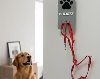 Gancho personalizado para correa de perro con nombre / Soporte para correa con huella de pata personalizado / Percha para guardar en la entrada