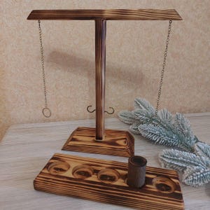 Hook & Ring Toss Game – Fun Wooden Bar Game for Adults Kids – Classic Ring Toss Drinking Game – Handmade Party Game for Home