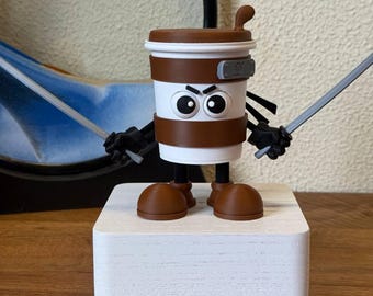 Cappuccino Assassino Meme Figurine – 3D Printed Brainrot Meme Gift, Cute Desk Accessory, Coffee Station Decor, Naruto Fan Collectible