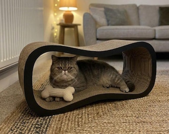Infinity Wave Cat Scratcher & Lounge | 3-in-1 Eco-Friendly Cardboard Cat House | Minimalist Pet Furniture for Modern Aesthetics