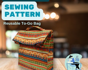 Patron de couture réutilisable pour sac à emporter avec doublure résistante à l'eau (TÉLÉCHARGEMENT NUMÉRIQUE)