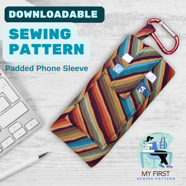 Easy Padded Phone Sleeve Sewing Pattern with card pockets (DIGITAL DOWNLOAD) Fits any phone!