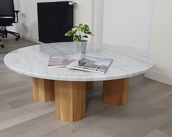 Coffee Table/ Oak and Marble/ Round Table/ Organic Table/ Modern Table/ Stylish Table/ Living Room Table/ Handmade Table/ Solid Oak/ Marble