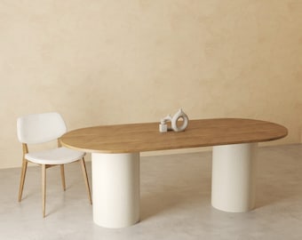 Esstisch aus Eichenholz/Tisch mit zwei Füßen/Stabiler Tisch/Qualitätstisch/Wohnzimmertisch/Esstisch/Massive Eiche/Qualitäts- und günstiger Tisch