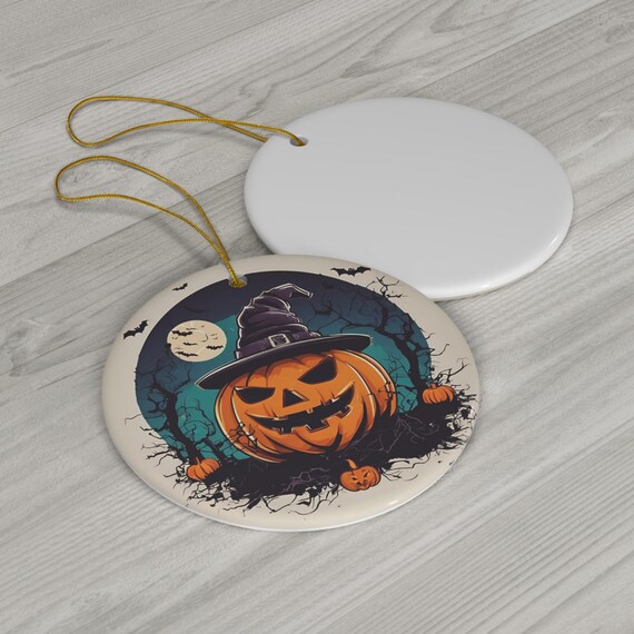 ハロウィンかぼちゃの陶器製オーナメント：不気味なホリデーの記念品