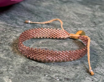 Miyuki glass bead bracelet rose gold