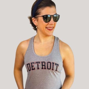 Detroit Racerback Tank Top | Women&#39;s Vintage Detroit Tank | Soft & Lightweight Athletic Tank | Casual Summer Shirt | Retro Detroit