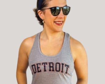 Women's Detroit Racerback Tank Top: Lightweight Cotton-Blend Athletic Shirt