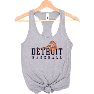 Detroit Baseball Racerback Tank Top | Vintage Lions Baseball Tank | Game Day Fan Tank with Lion Graphic | Detroit Sports Apparel