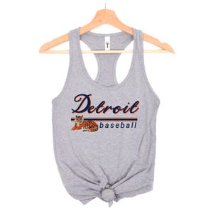Detroit Baseball Racerback Tank Top | Vintage Lions Baseball Tank | Game Day Fan Tank with Lion Graphic | Detroit Sports Apparel