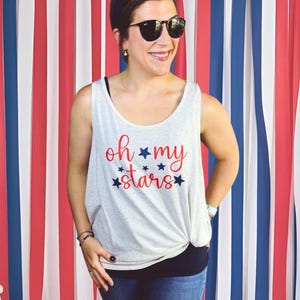 Oh My Stars Tank Top | Patriotic USA Unisex Jersey Tank | Soft Summer Graphic Tee | 4th of July Shirt | Red White & Blue Star Tank | 4th Top
