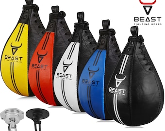 Leather Speed Ball Boxing & Swivel Boxing Punch Bag MMA Speed Bag Training Set