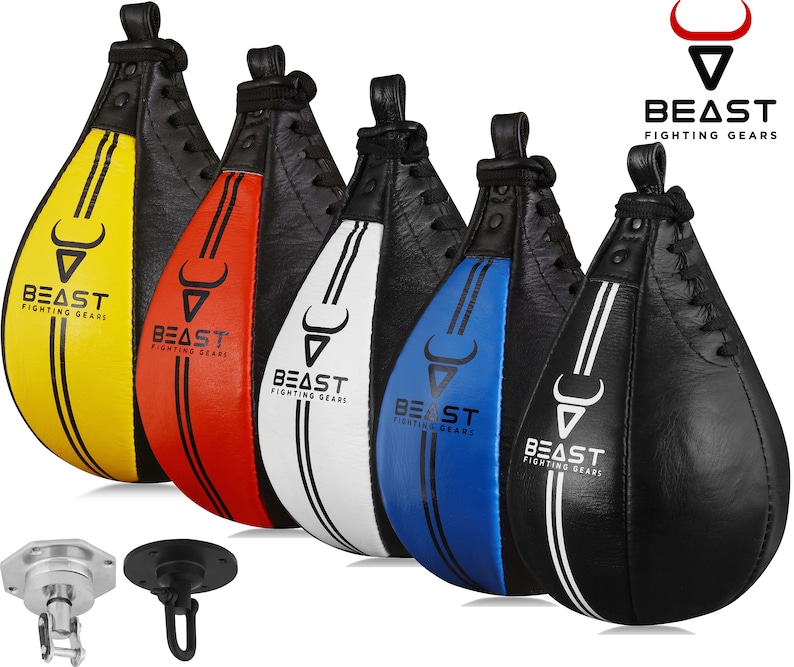 Leather Speed Ball Boxing & Swivel Boxing Punch Bag MMA Speed Bag Training Set Etsy