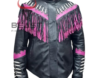 Handcrafted Suede Western Jacket: Fringe, Beads & Bones - Cowgirl Style