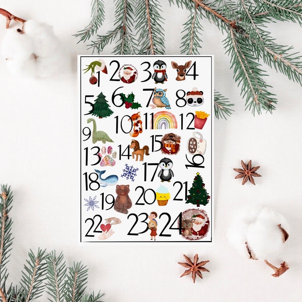 Bügelbild Adventskalender • Weihnachten • diy Adventskalender • Adventskalender zum selbermachen • A4 Bogen • Bügelbildbogen