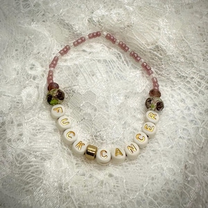 F*ck Cancer Beaded Bracelet with Beautiful Floral Beads