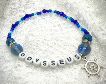 Odysseus Beaded Bracelet with Wheel Charm