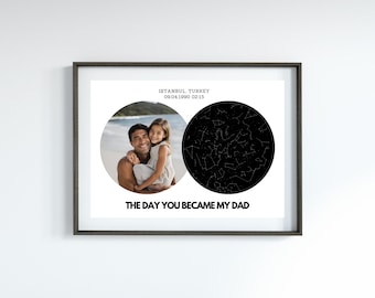 The Day You Became My Dad Custom Star Map - First Time Dad Christmas Gift, Night Sky By Date Print New Dad Birthday Gift