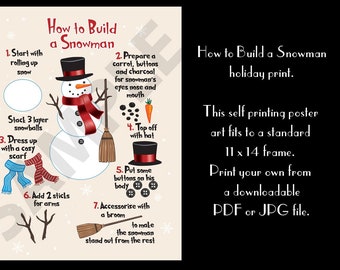 How to Build a Snowman holiday print.