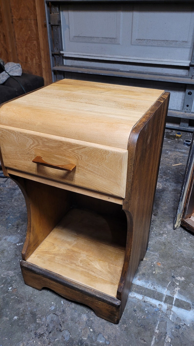 Vintage Art Deco Waterfall Nightstand / End Table Etsy