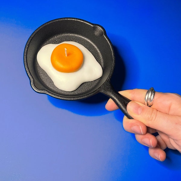 Egg Candle with Mini Cast Iron Pan Holder