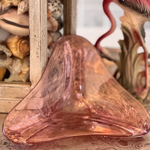 Vintage Art glass dish Murano style art glass bowl handmade pink art glass Unique home decor Retro style trinket dish Collector&#39;s glassware
