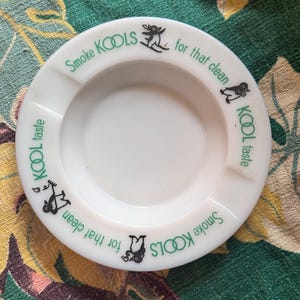 kool cigarette ashtray Kool Cigarette Ashtray Vintage Ashtray Milk Glass Ashtray Tobacco  Advertising Barware Decor Tobacciana Collectible Kool Menthol Memorabilia