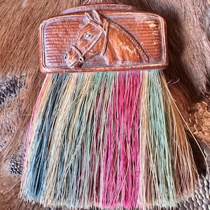 Vintage Crumb Brush: Ornate Wood Handle, Rainbow Bristle Decor