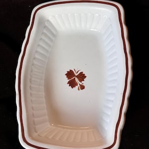 Antique White Ironstone Bowl: Copper Luster Tea Leaf Dinnerware