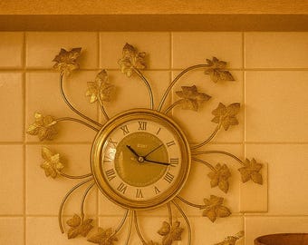 Vintage Mid Century Modern GE Avocado Electric Wall Clock Model