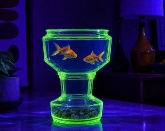 Uranium glass Vintage Art Deco fish bowl