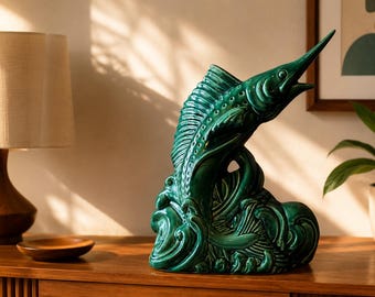 Vintage green ceramic Marlin Lamp