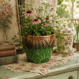 Vintage pottery flower pot planter Large Art Deco Robinson Ransbottom Jardiniere