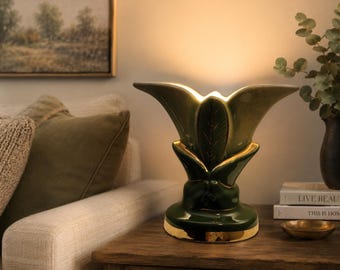 Vintage green ceramic tulip TV Mid Century Modern