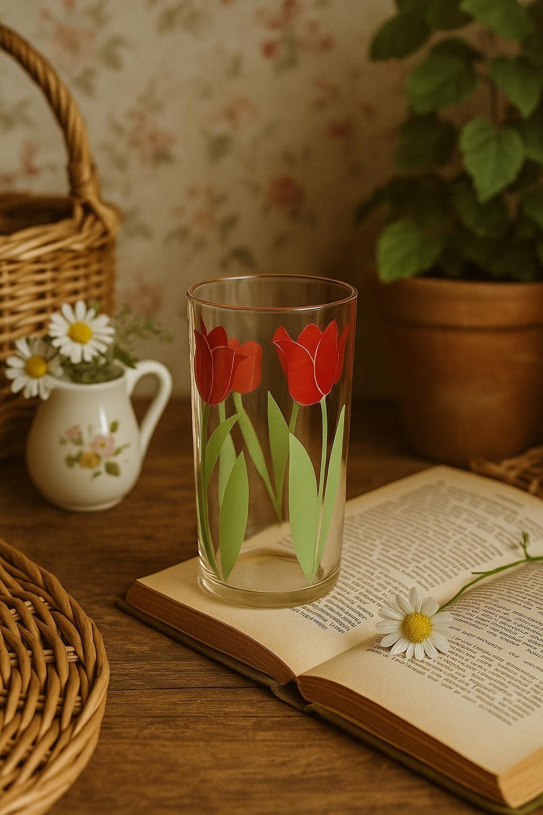 Vintage Swanky Swig Tulip Glass;mcm Floral Juice Glass - Etsy