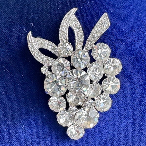 Rhinestone brooch Eisenberg Ice Signed vintage antique jewelry Exquiste fashion and style. Clear diamond style rhinestones gift mother’s day