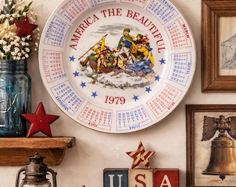Calendario vintage de 1978 con decoración patriótica estadounidense.